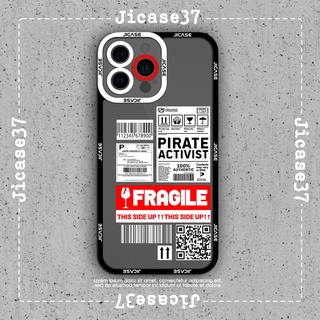 Ốp lưng iphone và samsung xiaomi oppo cạnh vuông Jicase Fragile in tem hiphop