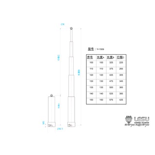 Xi lanh thủy lực RC 1/14 Lesu Y-1509