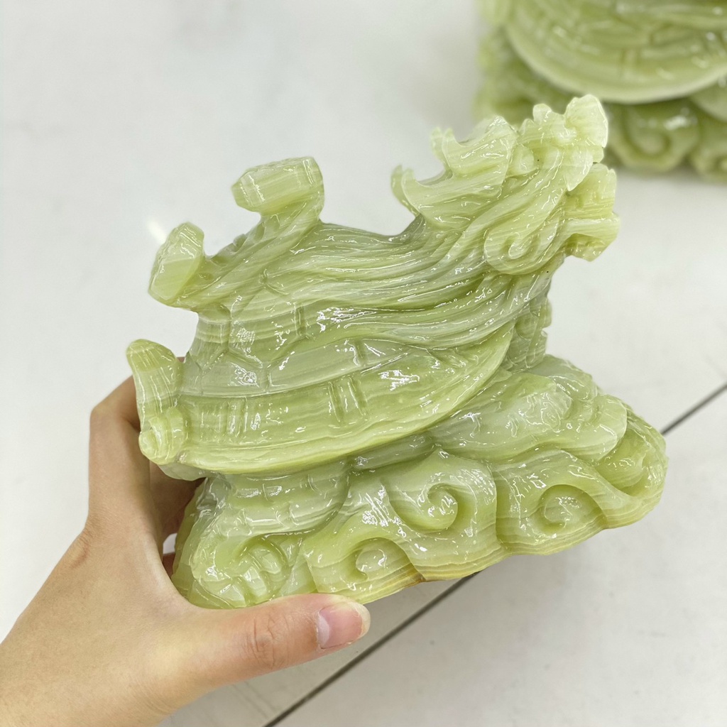 Long Quy Đá Ngọc Hoàng Long và Xanh Ngọc Onyx Nguyên Khối - Dài 10cm & 12cm & 15cm & 20cm