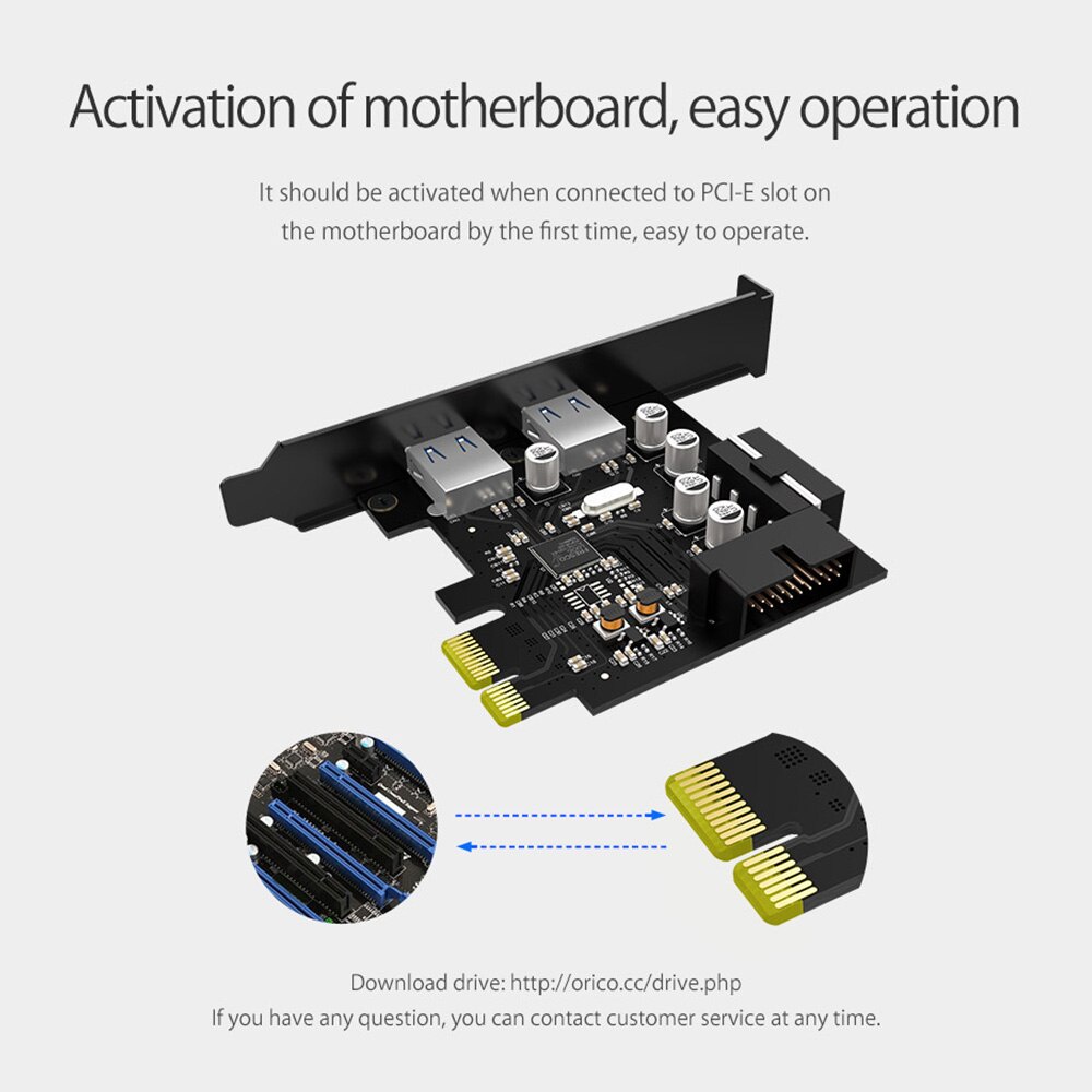 Thẻ Mở Rộng ORICO PME-4UI 2 Cổng USB3.0 PCI-E 15 Pin SATA Sang Dây Nguồn 4 Pin