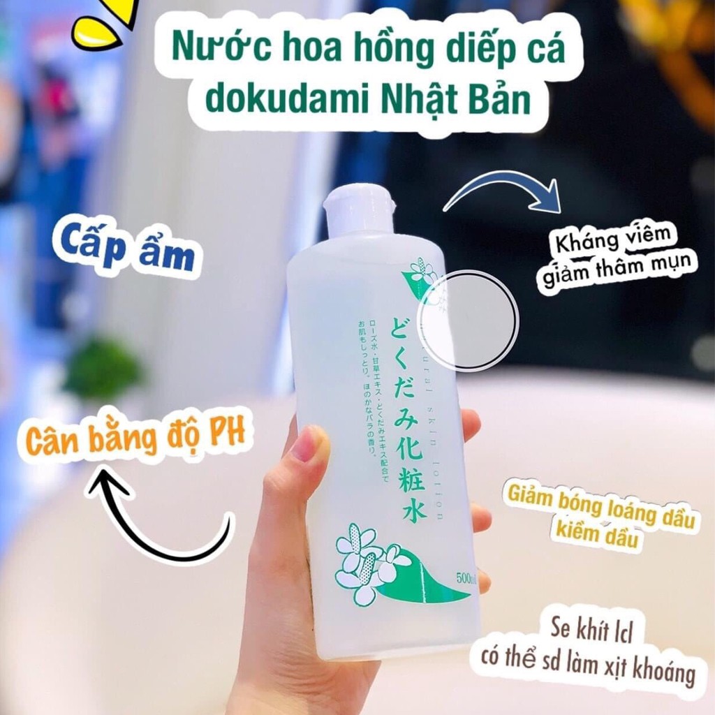 Nước hoa hồng diếp cá Dokudami Natural Skin Lotion 500ml Nhật Bản