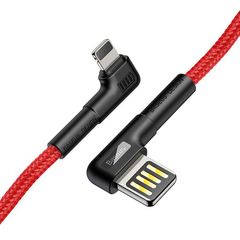 Dây cáp sạc nhanh IPhone Lightning Baseus USB 2.4A thiết kế 2 đầu góc vuông cho iPhone XR XS Max  - Dây sạc Iphone