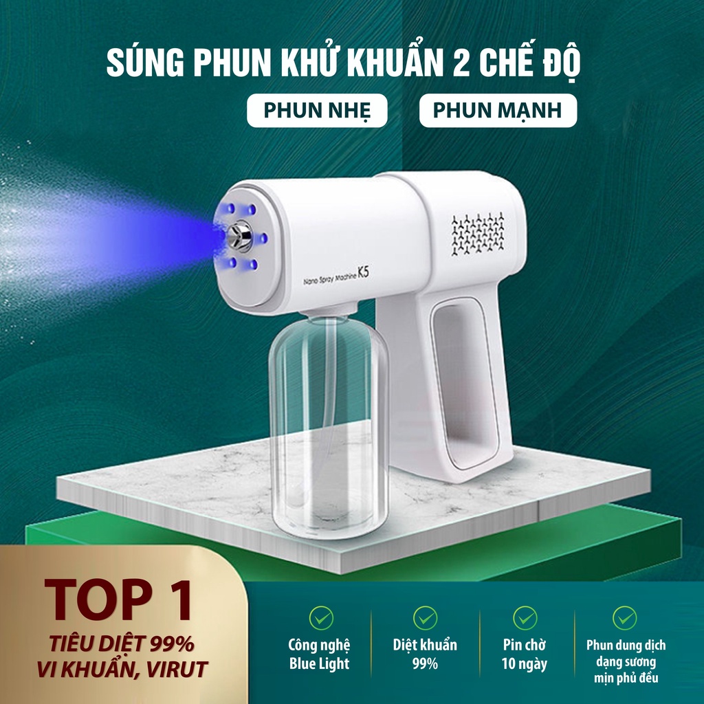 Máy phun khử khuẩn cầm tay Nano K5, diệt khuẩn tia cực tím, công nghệ cao