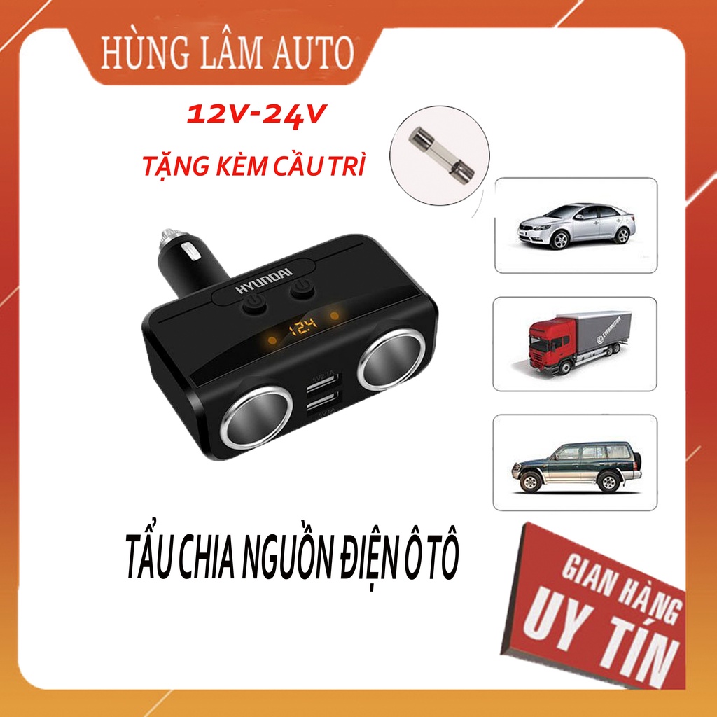 Bộ Chia Tẩu Sạc Ô Tô, Xe Hơi HY-32 Hiển Thị Điện Áp , Tẩu Sạc Tích Hợp 2 Cổng USB, Điện Ap 3.1A