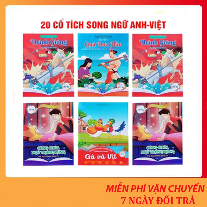 [Siêu rẻ] Combo 20 tập tranh cổ tích song ngữ cho bé