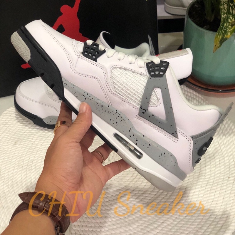 Giày Sneaker nam nữ air Jordan 4 retro “ White cement “ phiên bản cao cấp giày thể thao nam nữ Jd4