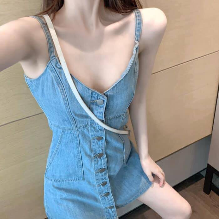 Váy jean 2 dây chất siêu đep