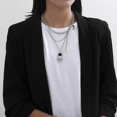 Vòng cổ mặt hình phi hành gia phong cách Hip Hop Hàn Quốc sành điệu