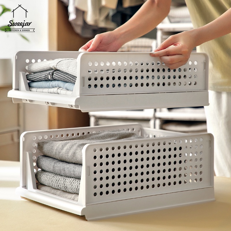 1 Hộp Đựng Quần Áo/Đồ Chơi Bằng PP Sức Chứa Lớn Xếp Chồng Được Có Thể Đẩy Lên Nhau