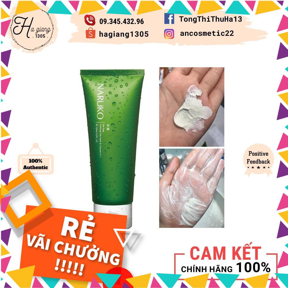 [Bản Đài-Có Bill] Sữa rửa mặt tràm trà NARUKO Tea Tree Purifying Clay Mask & Cleanser, Sữa rửa mặt Naruko Bản Đài