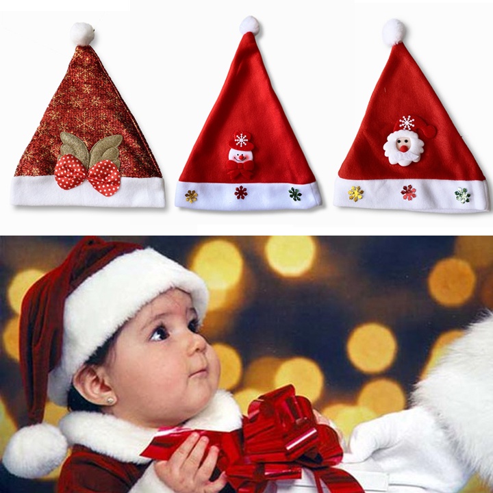 Nón Giáng Sinh ông già Noel mùa đông ấm áp bằng lông nhung cao cấp cho trẻ em và người lớn