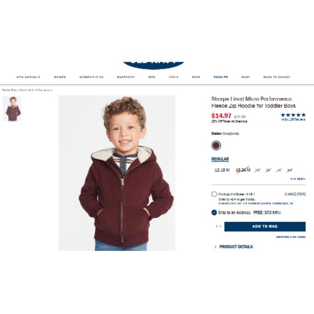 Áo khoác lót lông bé trai Oldnavy