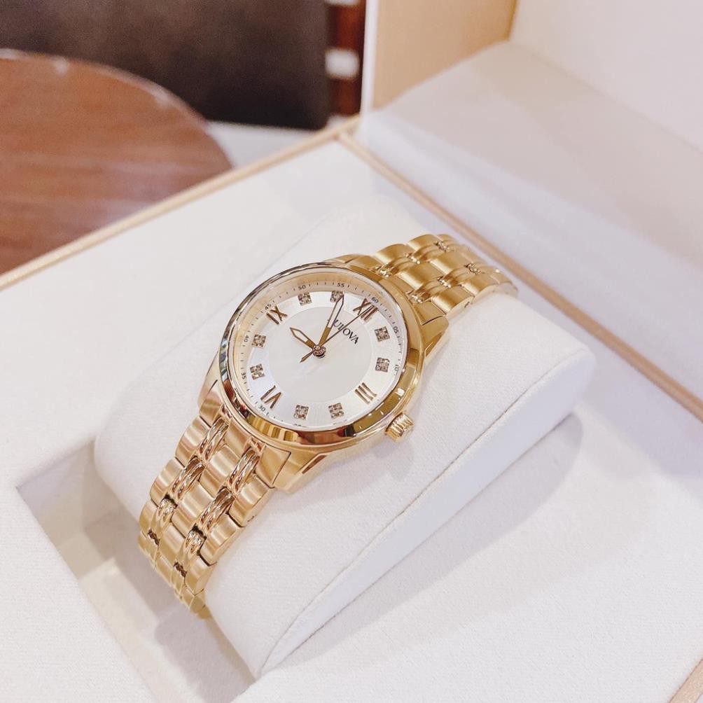 đồng hồ nữ Bulova 97P118 Ladies Gold-Tone Diamond