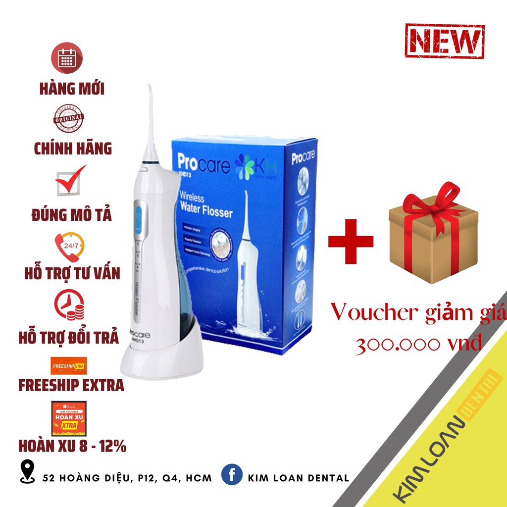 [Mã 66FMCGSALE hoàn 8% xu đơn 500K] [VOUCHER GIẢM 300K]𝗣𝗧 🅲🅰🆁🅴 | Máy tăm nước du lịch Procare KHD13 cho răng niềng