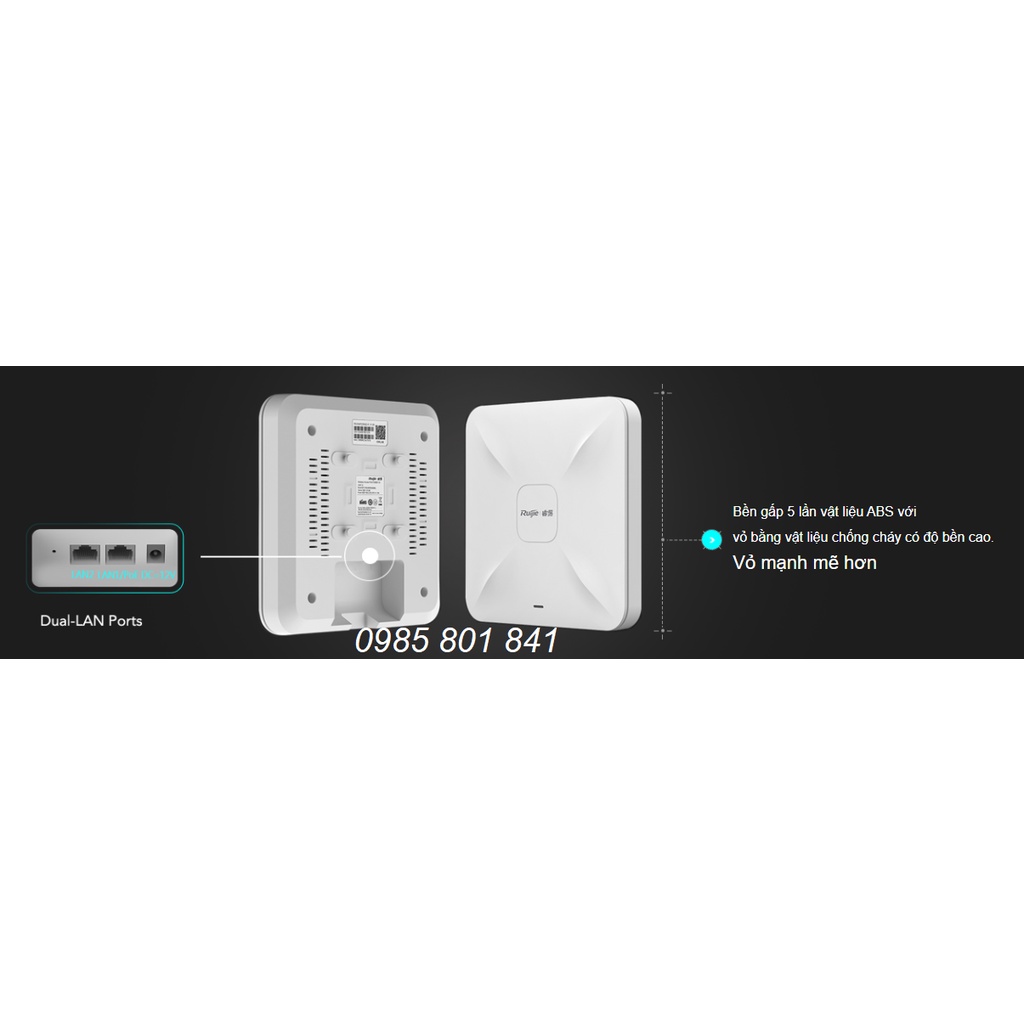 Bộ phát Wifi ốp trần hoặc gắn tường RUIJIE RG-RAP2200 chuyên dụng 110 user + nguồn RG-E-120. Hàng chính hãng