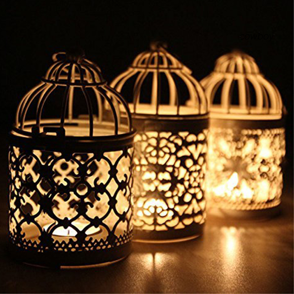 COW|Metal Tealight Candle Holder Hanging Lanterns Birdcage Candlestick Home Decor