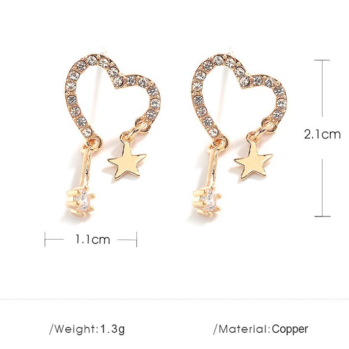 Moon Star Silver Stud Earrings