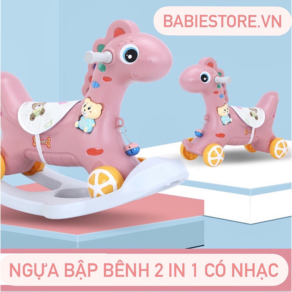 NGỰA BẬP BÊNH / XE CHÒI CHÂN 2 IN 1 CHO BÉ VUI CHƠI ( CÓ NHẠC )