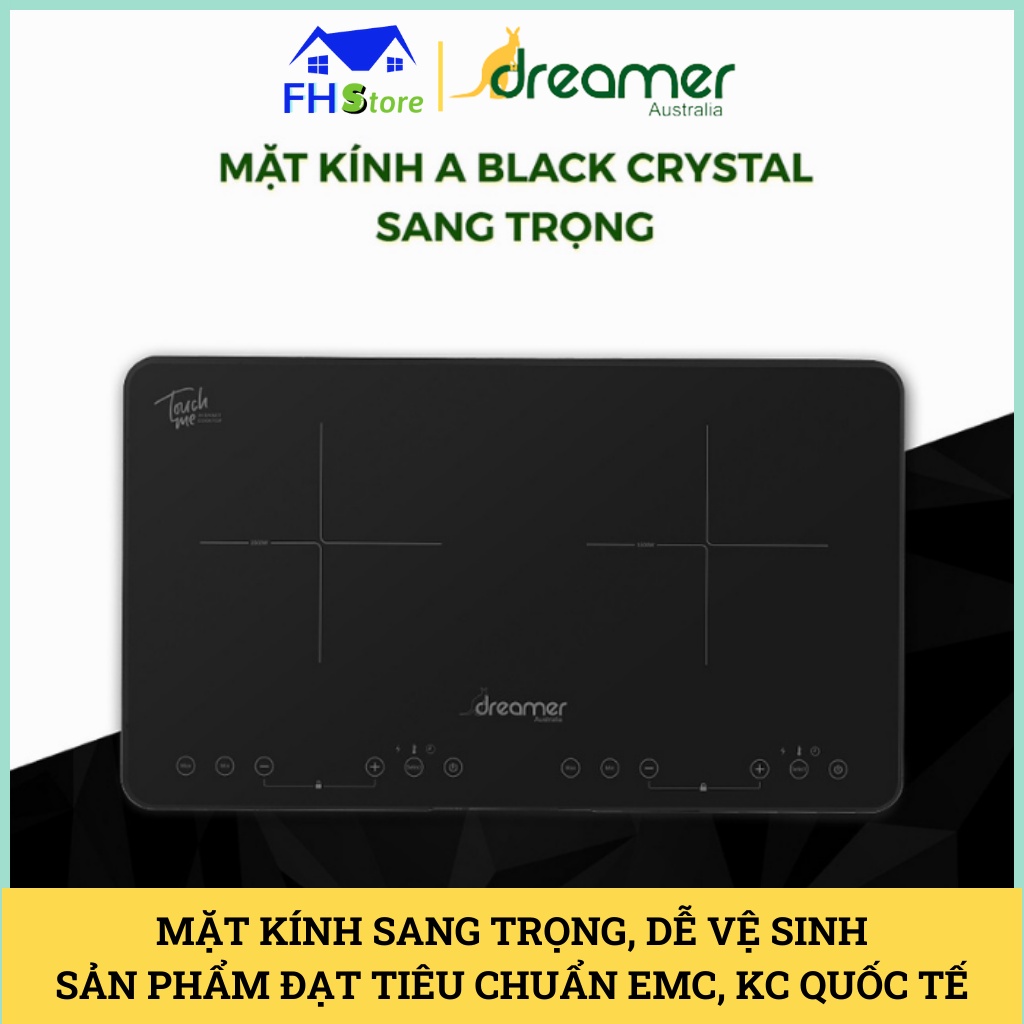 Bếp từ dương đôi Dreamer DKA-DIC135 an toàn tuyệt đối với trẻ, Cảnh báo chống tràn và dư nhiệt, Bảo hành 1 năm