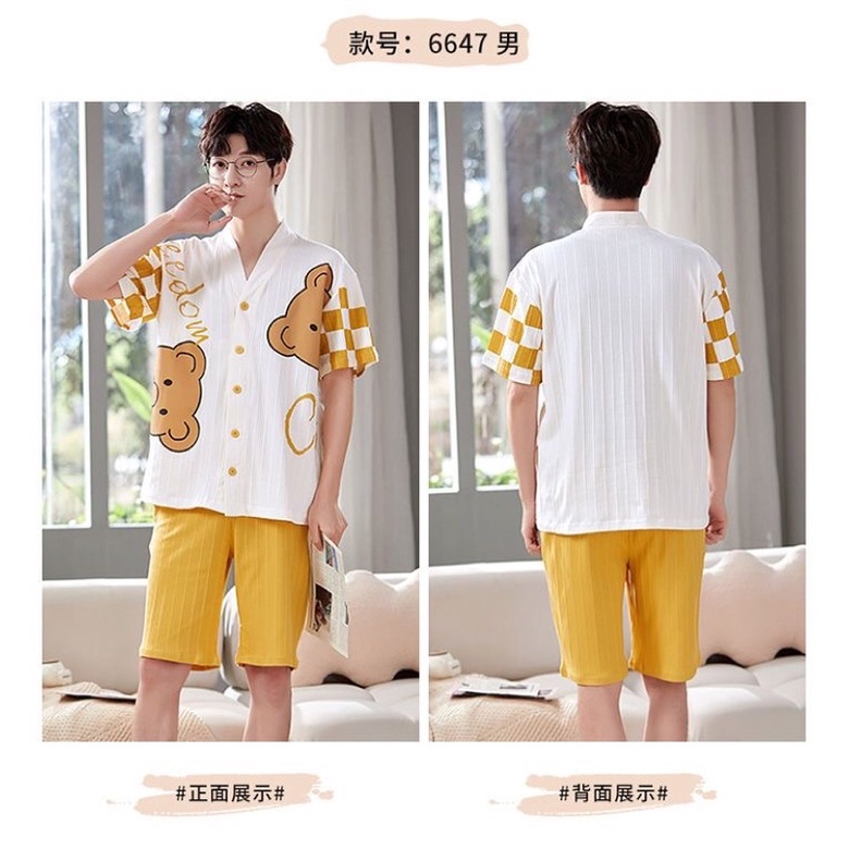 Bộ đồ ngủ nam nữ cộc tay gấu baby 100% chất cotton xịn siêu thoáng và thoải mái