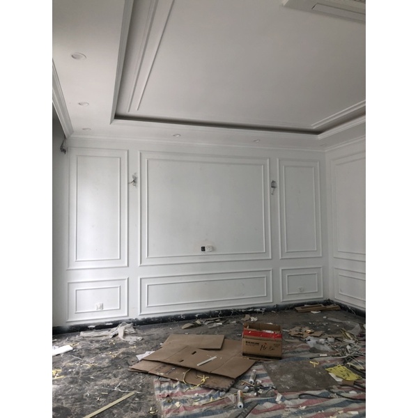 Set phào chỉ nhựa composite lồng kép 2 lớp màu trắng đã hoàn thiện