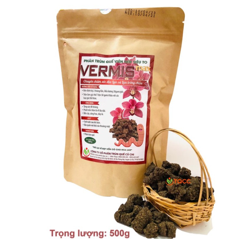 Phân trùn quế viên nén siêu to Vermis-max gói 0.5kg