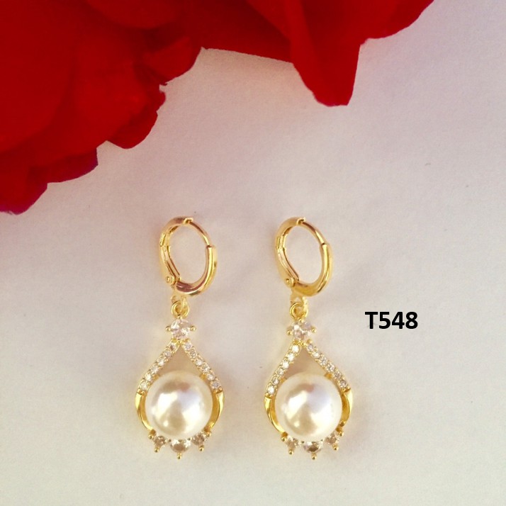 Bông Tai Ngọc Phong Cách Nhẹ Nhàng Khuyên Tai Nữ Mạ Vàng 18k T548 NaMoo Jewelry