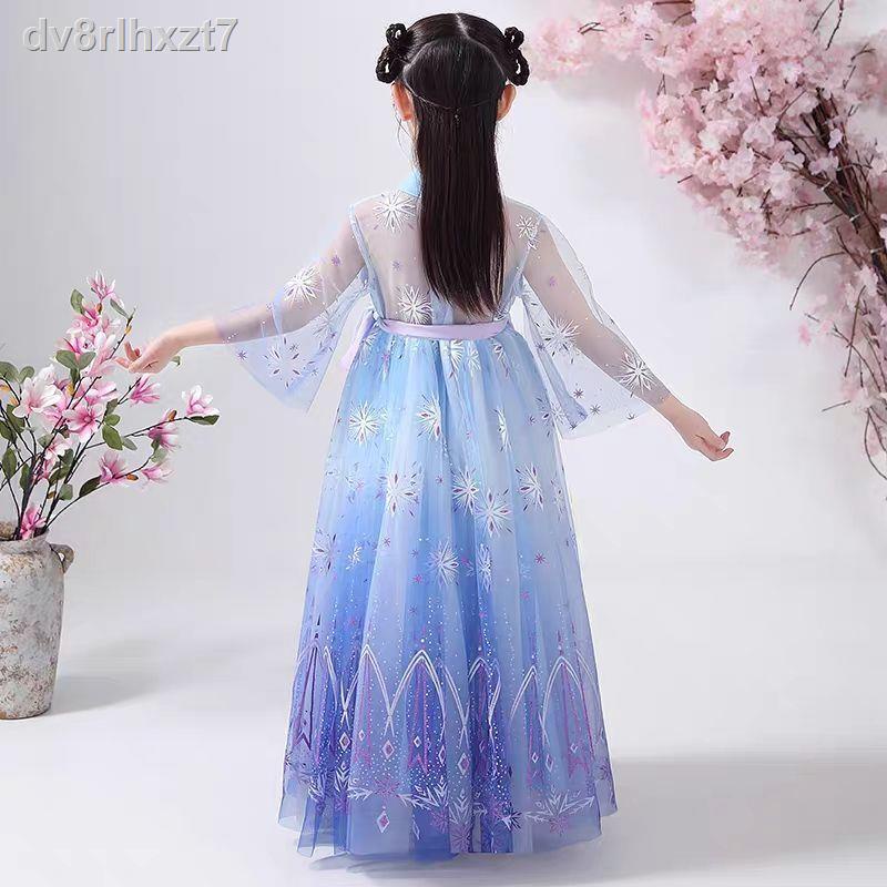 ♘♤◈Cô gái Hanfu Váy mùa hè Trang phục cổ dành cho trẻ em Siêu tích Phong cách Trung Quốc 12 tuổi bé Sakura Công chúa