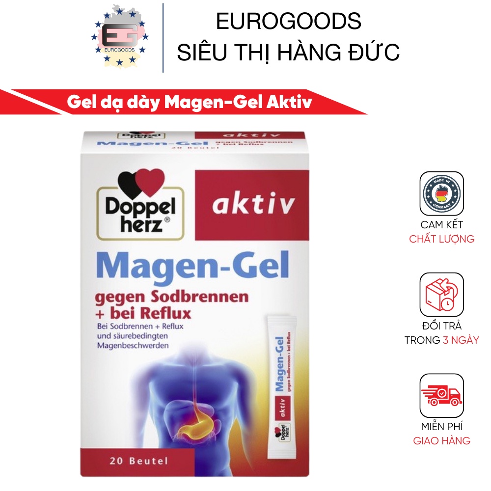 Gel dạ dày Magen-Gel Aktiv ⚡ CAM KẾT HÀNG CHUẨN ⚡ Gel giảm ợ nóng, trào ngược dạ dày Hộp 20 gói - Hàng nội địa Đức