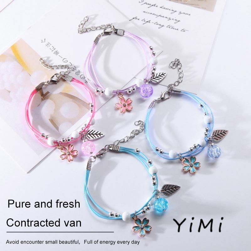 Vòng Tay Chuỗi Hạt Thủy Tinh Nhỏ Nhắn Họa Tiết Hoạt Hình Dễ Phối Đồ Thời Trang Cho Nữ