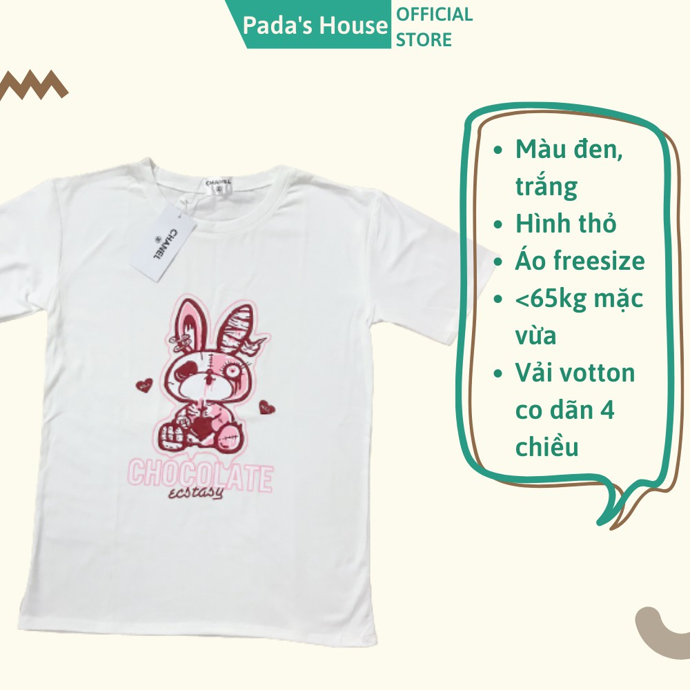 Áo phông thỏ hồng đáng yêu co dãn thoáng mát - Áo phông dáng rộng unisex nhiều màu
