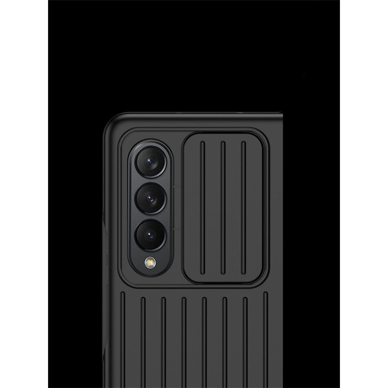 Ốp Điện Thoại Silicon Chống Sốc Có Nắp Trượt Bảo Vệ Ống Kính Máy Ảnh Cho Samsung Galaxy Z Fold 4 Z Fold 3 Z Fold 3 Z Fold 3 Z Fold 4 Fold 3