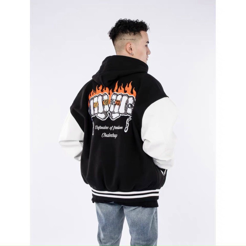 Áo Khoác Bomber D Phối Tay Trắng Áo khoác Nam Nữ Chất nỉ ngoại unsiex nam nữ - TP135 [NewUnisex]