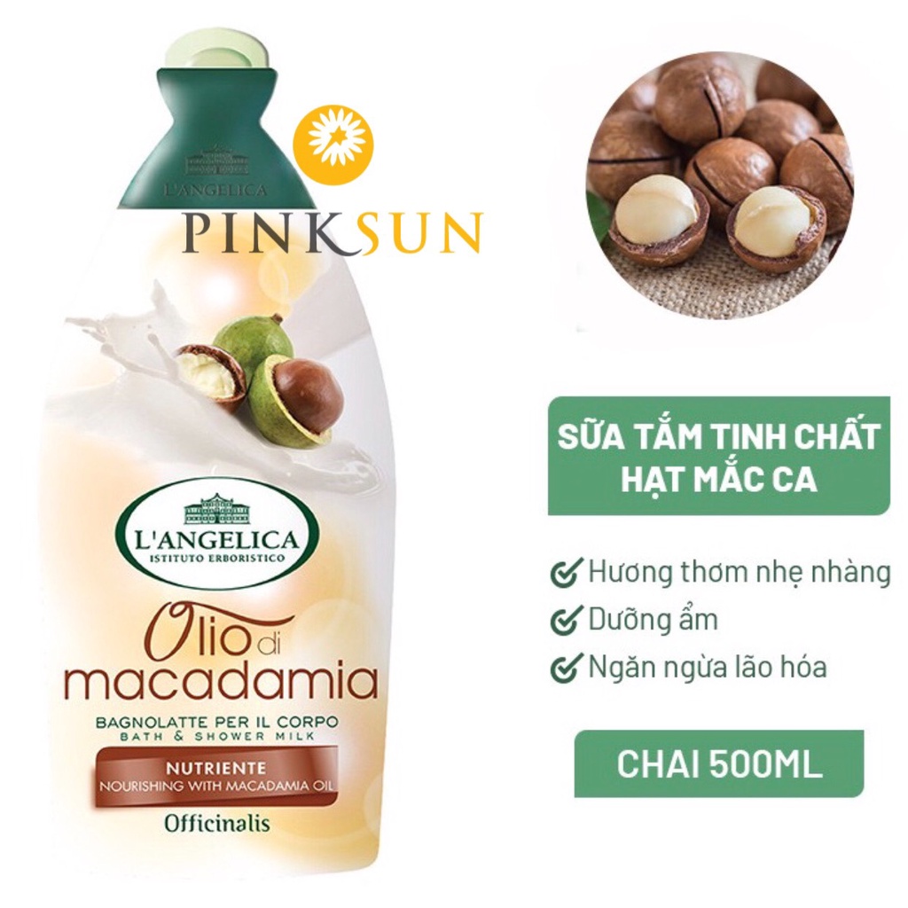 Sữa Tắm Thảo Dược L'angelica Ý_Trắng Da, Dưỡng Ẩm, Mềm Mịn Da, Thơm Lâu - Chai 500ML
