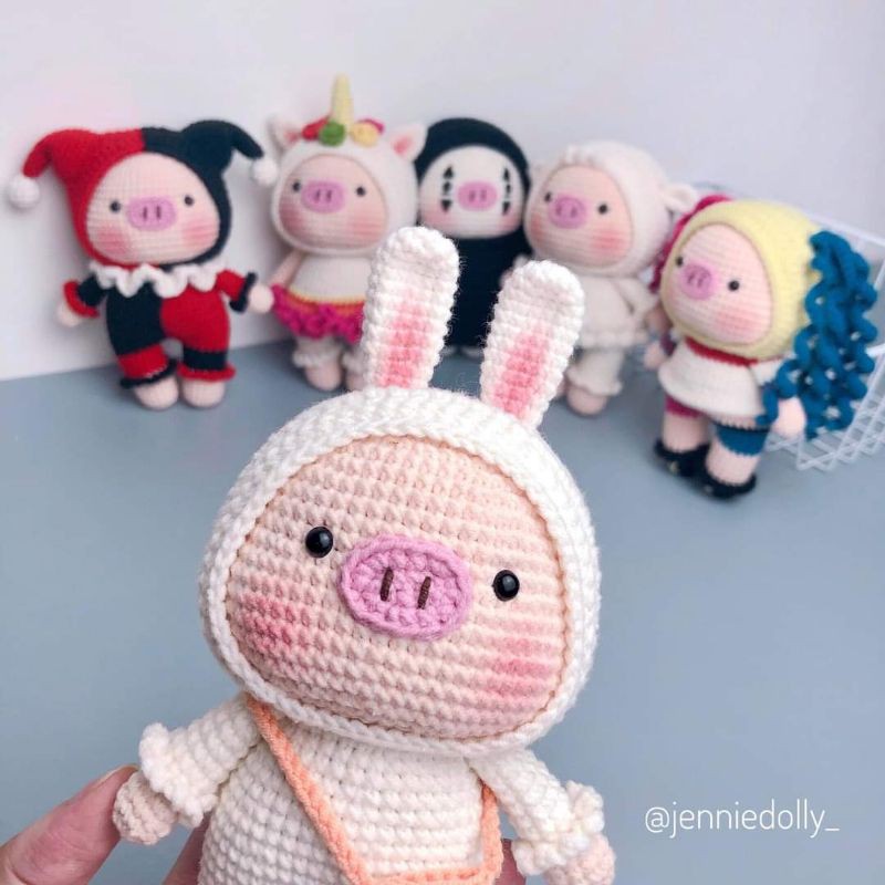 Heo bông xinh xắn thú bông len handmade
