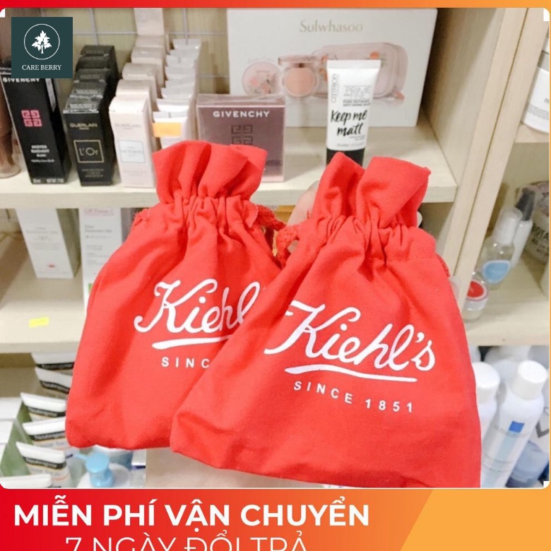 Túi mỹ phẩm rút dây màu đỏ Kiehl's nhỏ gọn size du lịch