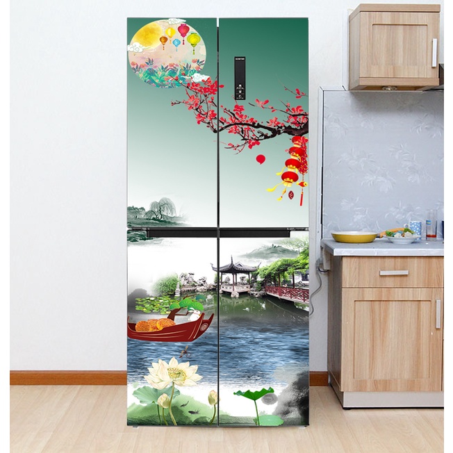 Decal dán Tủ Lạnh Mẫu Trung Thu - 2022  chất liệu cao cấp