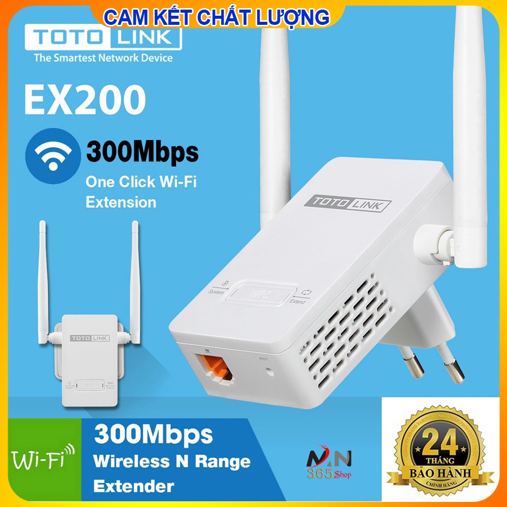 Bộ kích sóng wifi Totolink EX200 Tốc độ 300Mbps Kích Xuyên Tường (Bảo hành 12 tháng 1 ĐỔI 1)