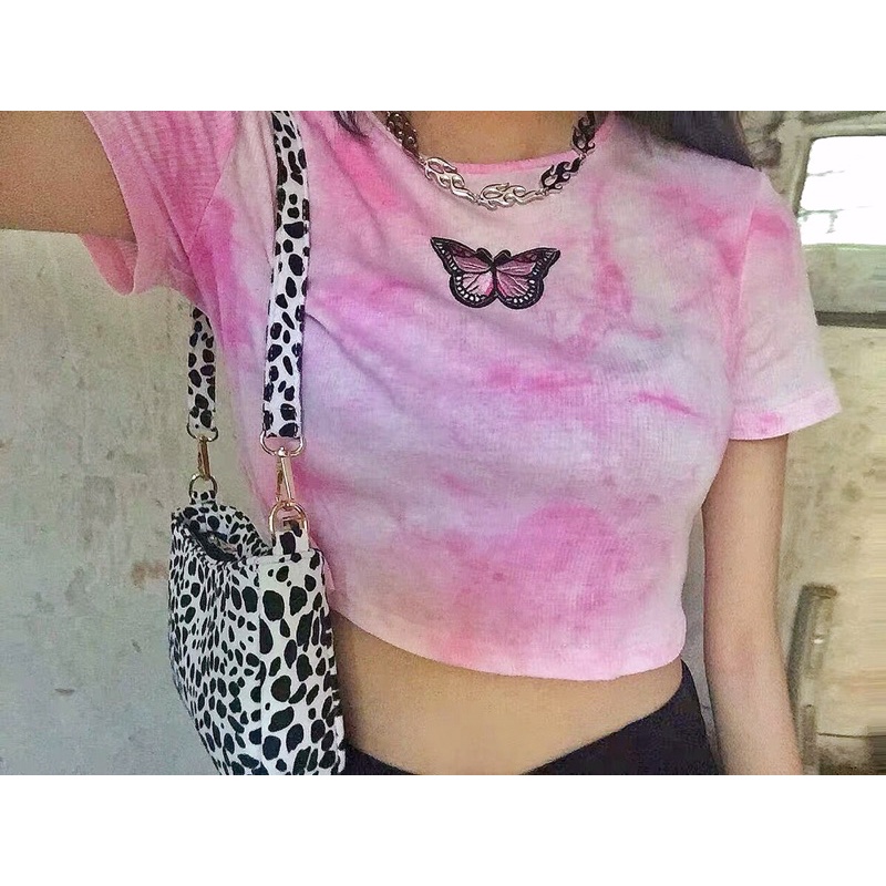 Asher Top - Áo thun croptop loang màu cho nữ Purple heart