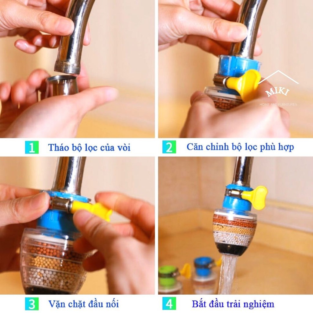 Đầu lọc nước tại vòi - 6 tầng lọc - công nghệ hoạt tính Nhật Bản - 01 đổi 01