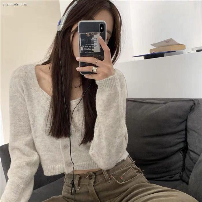 Áo khoác cardigan dệt kim tay dài dáng rộng phong cách Hàn Quốc thời trang xuân hè hàng mới 2022 dành cho bạn nữ