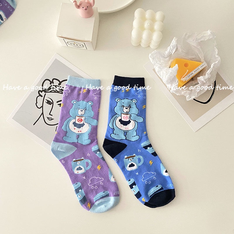Vớ Ống Họa Tiết Hoạt Hình Dễ Thương Thời Trang Thu Đông Cho Nữ 2 Phong Cách
