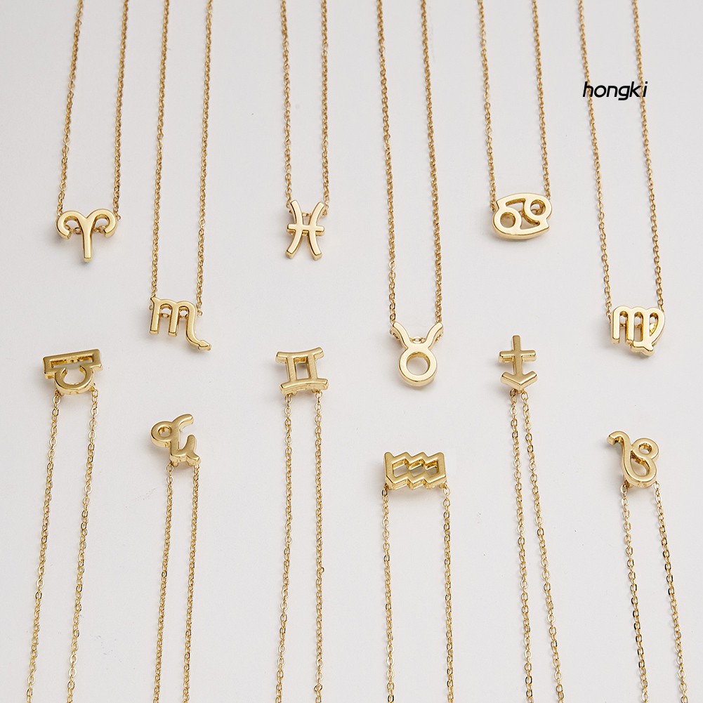 Vòng cổ mạ vàng thiết kế mặt dây hình biểu tượng 12 chòm sao thời trang xinh xắn cho nữ