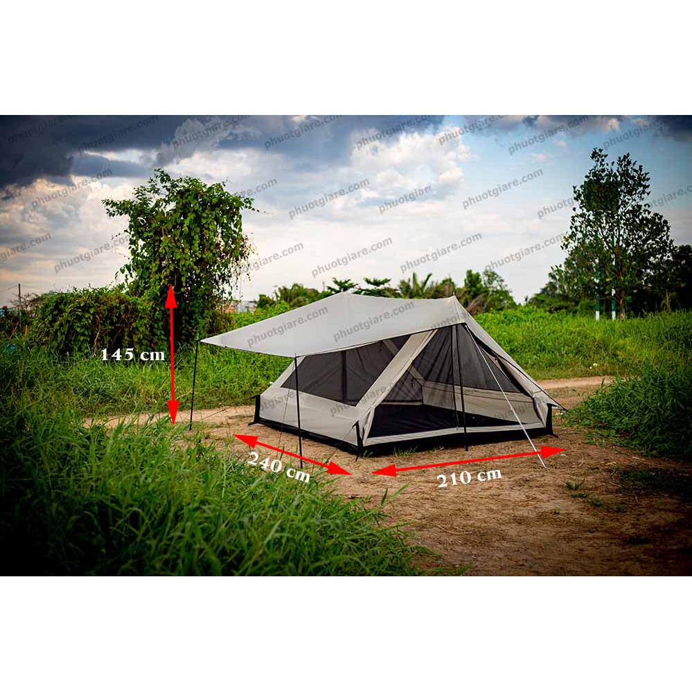 Lều GlampingTent 4-5 người vải 30D chống mưa chống gió cực kỳ tốt