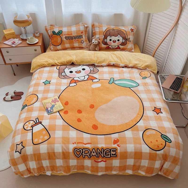Bộ chăn ga nỉ nhung tuyết Bo Decor siêu ấm áp dễ thương