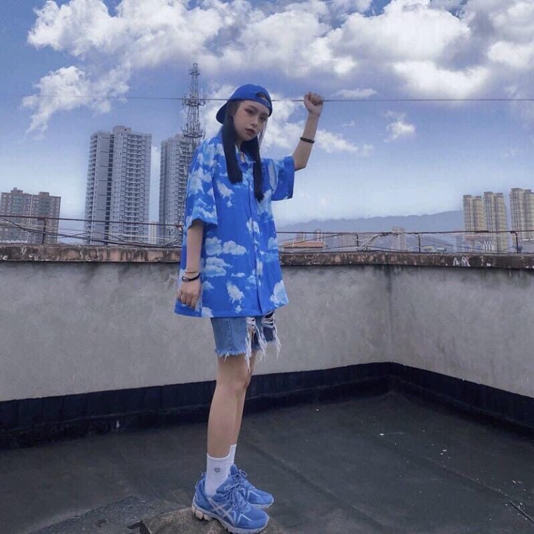 Áo sơ mi nam tay lỡ loang bầu trời dáng ulzzang/ Áo sơ mi unisex form rộng TopOneStore | BigBuy360 - bigbuy360.vn