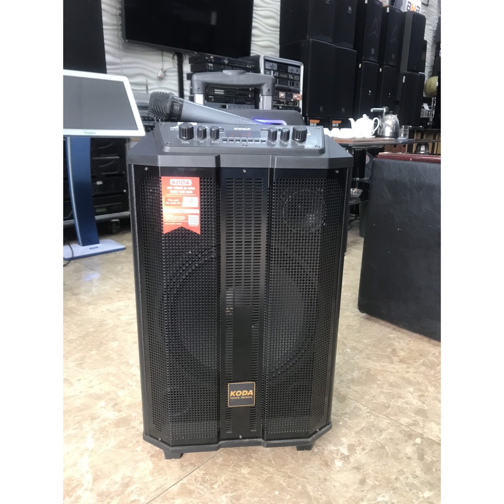 Loa kéo di động KODA KD-1201. Loa bluetooth kèm 2 míc không dây hát karaoke, nghe nhạc