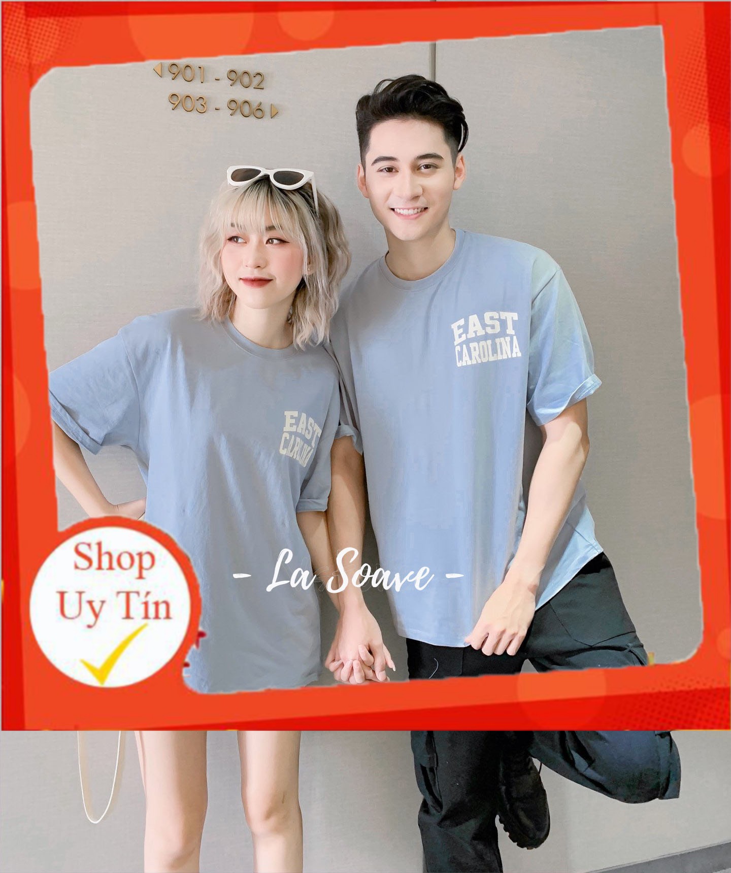 [HOT] Áo thun xanh nam nữ Unisex in chữ dáng Ulzzang form rộng dành cho các cặp đôi, nhóm - tình yêu nồng cháy