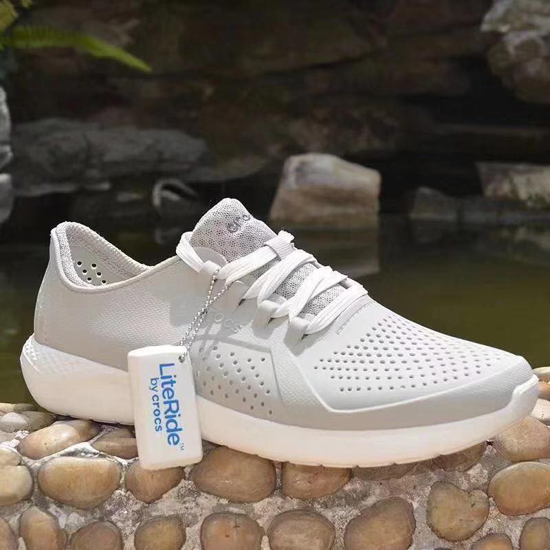 Giày nhựa buộc dây dáng thể thao, đế literide siêu mềm êm thoáng khí đi mưa thoải mái