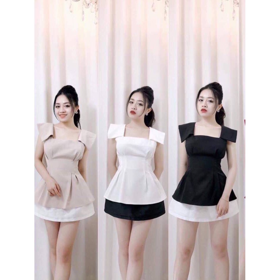 Áo kiểu cổ vuông xếp phen eo  - ABEO123